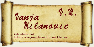 Vanja Milanović vizit kartica